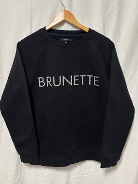 Brunette the label crew neck sweatshirt with sparkly logo in black